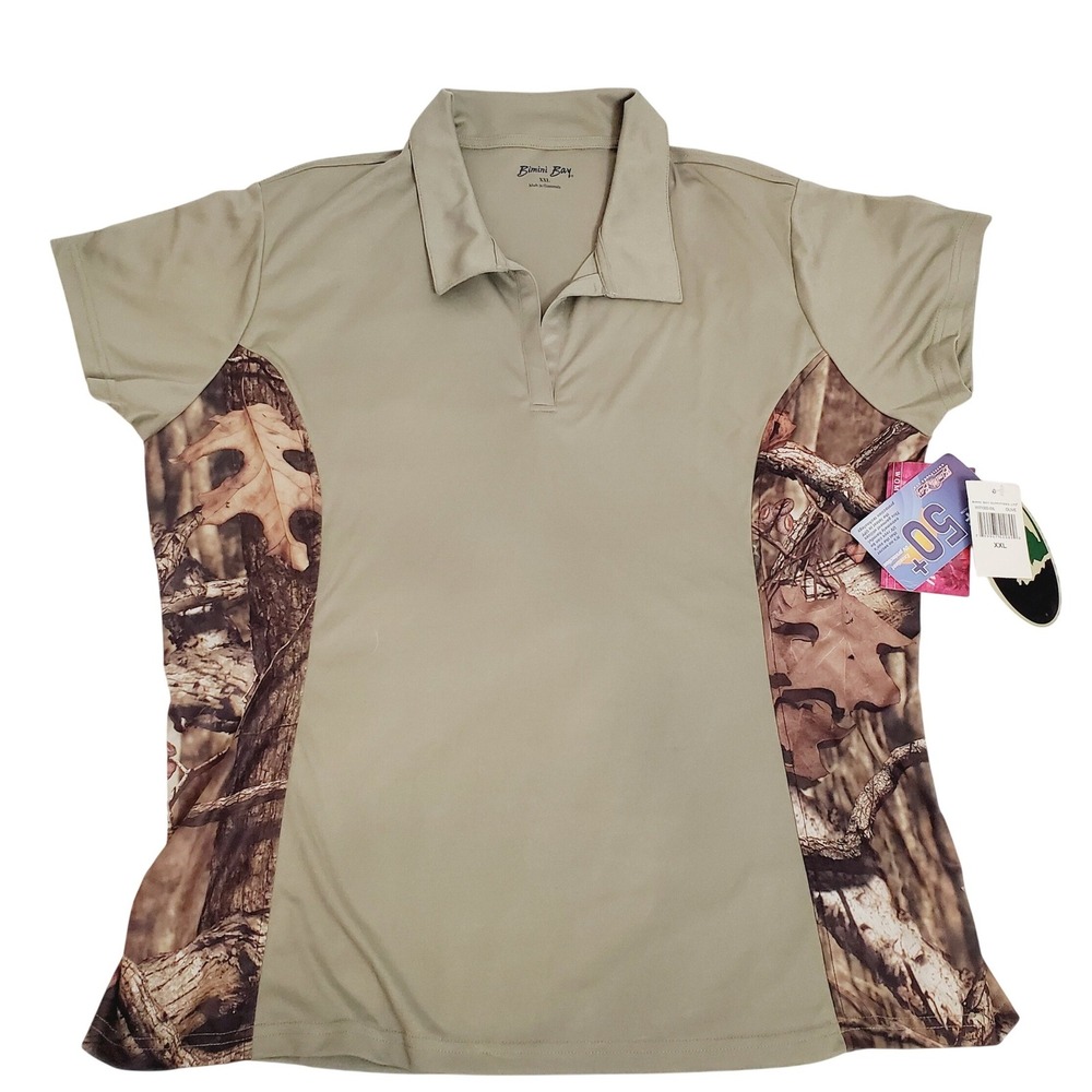Bimini Bay Outfitters Womens XXL Camo Accent Performance Polo Shirt UPF 50+